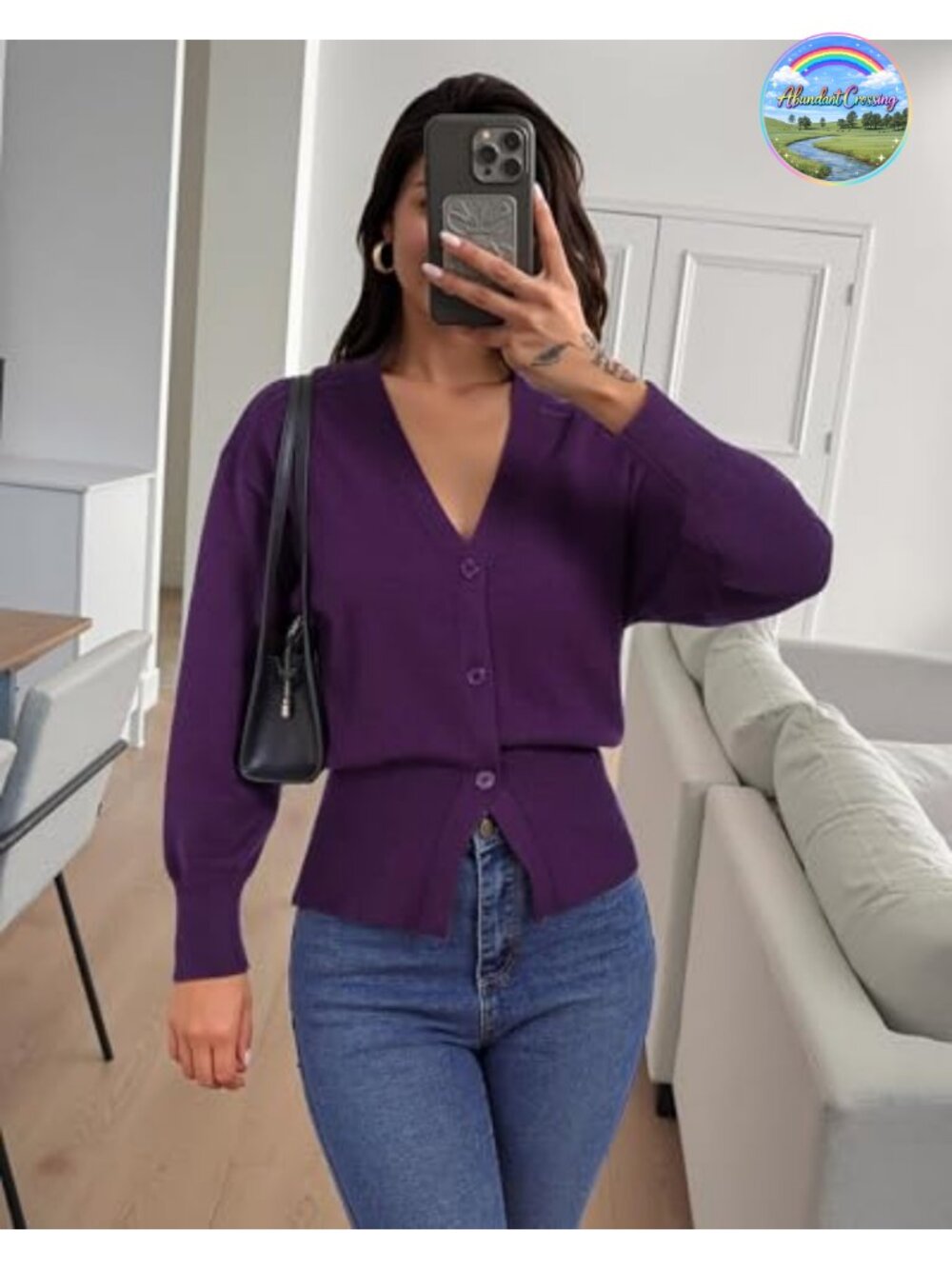 Womens Open Front Cardigan Knit Peplum Long Sleeve V-Neck Casual
